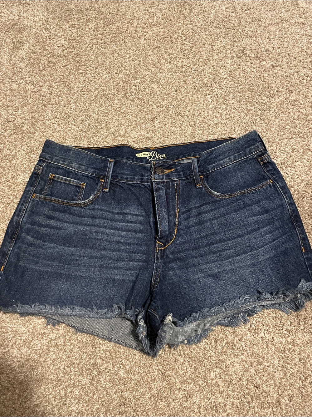 Old Navy Dark Blue Frayed Hem Denim Shorts